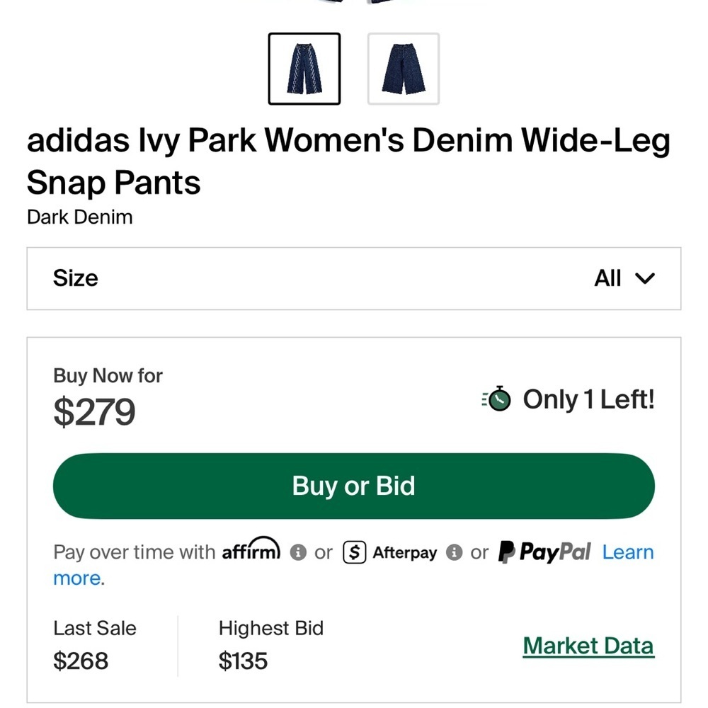 IVY PARK Blue Wide Leg Jeans with White Stripes - Picture 11 of 11